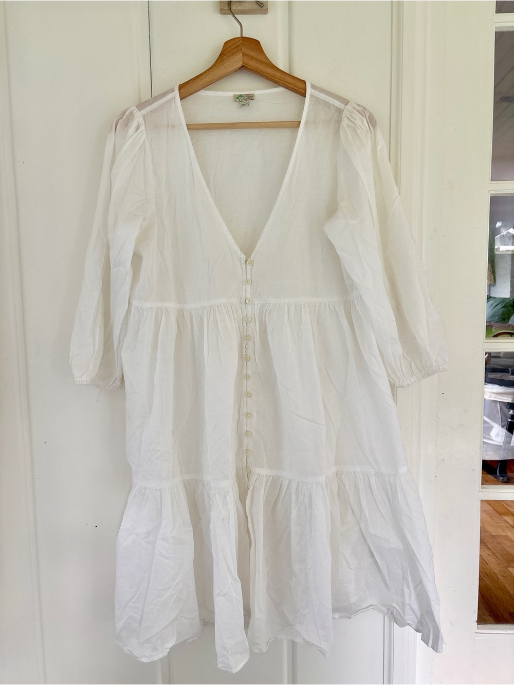 J. Crew White V-Neck Button-Tier Swim Cover Up